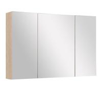 kleankin Specchio Bagno Contenitore 3 Ante 90x13.5x60 cm Color Legno | Ante a Specchio Soft Close, Specchiera Bagno, Ripiani Regolabili in Legno e Vetro