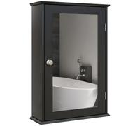 kleankin Specchio Bagno Contenitore Chiusura Magnetica 41x14x60cm Nero