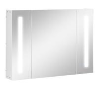 kleankin Specchio Bagno Contenitore con 3 Armadietti 90x15x65 cm Bianco