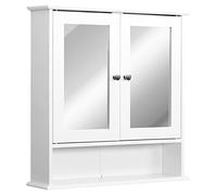 kleankin Specchio Bagno Contenitore con Ante e Ripiani 56x13x58cm Bianco