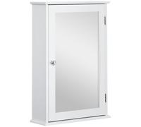 kleankin Specchio Bagno Contenitore con Ripiano Regolabile in Vetro, Bianco