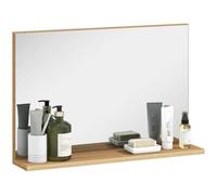 kleankin Specchio Bagno da Parete con Mensola, Specchiera Moderna Multiuso per Bagno, Camera e Ingresso, 60x12x40 cm, Legno