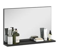 kleankin Specchio Bagno da Parete con Mensola Design Moderno e Multiuso, 60x12x40 cm, Nero Aosom Italy
