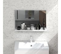 kleankin Specchio Bagno da Parete con Mensola, Specchiera Moderna Multiuso per Bagno, Camera e Ingresso, 60x12x40 cm, Bianco