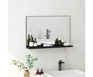 kleankin Specchio Bagno da Parete con Mensola, Specchiera Moderna Multiuso per Bagno, Camera e Ingresso, 60x12x40 cm, Nero