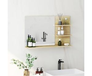 kleankin Specchio Bagno Moderno con 2 Ripiani Laterali 75x10x48 cm Legno