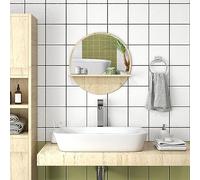 kleankin Specchio Bagno Rotondo con Ripiano Ø45x10 cm Color Legno