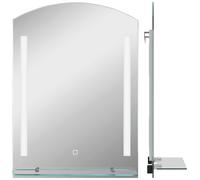 kleankin Specchio da Bagno con Luce LED e Mensola in Vetro 50x12x70cm Argento