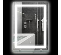 kleankin Specchio da Bagno con Luci LED e Mensola in Vetro 50x12x70 cm Argento
