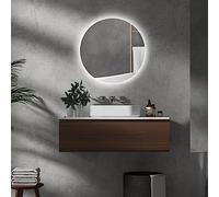 kleankin Specchio da Bagno Rotondo 70cm con Luce LED a 3 Colori, 3000-6500K, Interruttori Touch, Specchio da Parete Retroilluminato con Luminosità Regolabile, Funzione Memoria e Antiappannamento, IP44