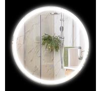 kleankin Specchio rotondo luminoso LED da bagno Ø 70 cm murale con illuminazione 3 colori interruttore tattile 23W bianco argento