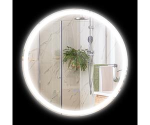 kleankin Specchio rotondo luminoso LED da bagno Ø 70 cm murale con illuminazione 3 colori interruttore tattile 23W bianco argento