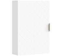 kleanking Armadietto Bagno da Parete con Anta Decorata e Maniglia Dorata, Mobile Pensile Bagno con Ripiani Interni Regolabili, 40x15x60 cm, Bianco