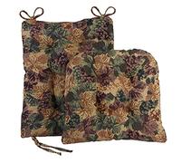 Klear Vu Omega - Set di cuscini antiscivolo per sedia a dondolo con imbottitura spessa e design trapuntato, include cuscino per seduta e schienale con laccetti, per soggiorno, 43 x 43 cm, set da 2