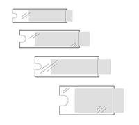 Klebeshop24 Finestra per iscrizioni autoadesive | formato + quantità a scelta | trasparente | lato stretto aperto | tasche autoadesive con targhette | con punzonatura per pollice/46 x 75 mm, 24 pezzi