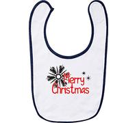 Kleckerliese - Bavaglino per neonato, con scritta"Merry Christmas", chiusura in velcro, motivo: stella di ghiaccio