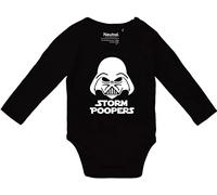 Kleckerliese Body da neonato vintage con scritta "Storm Poopers", Nero , 6 mesi