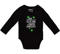Kleckerliese Body vintage per bambini, a maniche lunghe, motivo Mein Papa ist der Beste Papa des ganzen Universums!, Black,62