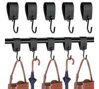 Kleemeiero 10 Pz Gancio a S Nero con Passante in Pelle Ganci a S per Guardaroba Ganci a S Multifunzionali Gancio a S per Appendere Gancio Appendiabiti in Metallo per Cucina Guardaroba Bagno Campeggio