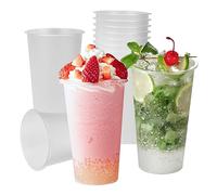 Kleemeiero 50 Bicchieri Plastica Trasparenti 500ML Bicchieri Plastica Rigida Lavabili Bicchieri Cocktail Plastica Bicchieri di Plastica per Bevande Fredde o Calde, Caffè, Cola, Acqua, Succhi di Frutta