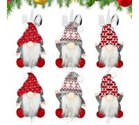 Kleemeiero 6 Pezzi Portaposate di Natale Borsa per Posate di Natale Tasca per Posate Babbo Natale Sacchetto di Posate Natalizie Porta Posate Natalizie per Decorazione Addobbi Tavolo Natalizio