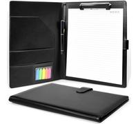 Kleemeiero Cartellina Portadocumenti A4 in Pelle Cartella da Conferenza Cartelline Portablocchi A4 con Pinza Cartella Documenti con Adesivi e Penna per Conferenza Business Ufficio Intervista