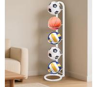 Kleemeiero Scaffale Portaoggetti per Palloni Rimovibile a 5 livelli Rastrelliera per Palloni Verticale Porta Pallone da Calcio Supporto per Pallone da Basket per Pallacanestro Calcio Pallavolo, Bianco