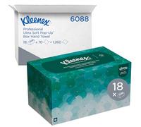 Kleenex Asciugamani Intercalati 6088, 1 Velo, Resistenti e Assorbenti, Formato Pop-Up con Erogazione Senza Contatto, Compatibili con Dispenser Kimberly-Clark 9924, 18 Scatole x 70 Fogli (1.260 Tot)