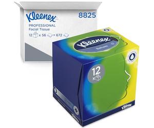 Kleenex Cubo Veline Facciali 8825 - 3 Veli, Extra Morbide con Balsamo PRossoettivo alla Calendula e Aloe Vera - Pack da 12 x 56 Fogli Totale 672 Fogli, 12x56/ 672