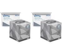 Kleenex® Fazzoletti Cubici 8834 - Morbidi e Resistenti, 2 Veli, Inodori, Colore Bianco - 12 Scatole da 88 Strappi (1.056 Totali) (Confezione da 2)