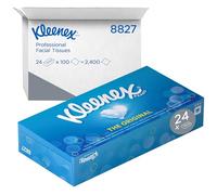 Kleenex Scatole di veline 8827, 24 scatole da 100 strappi, 2 veli, Morbidi e resistenti, Inodore, Colore: bianco