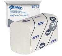 Kleenex Ultra Asciugamani Intercalati 6772, 2 veli, morbidi, resistenti e altamente assorbenti, 30 confezioni x 94 strappi (totale 2820), Bianco, Foglio extra grande