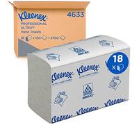 Asciugamani piegati bianchi Kleenex Ultra 4633 - Salviette di carta monouso a 2 veli - 18 confezioni x 150 asciugamani di carta piccoli (totale 2.700)