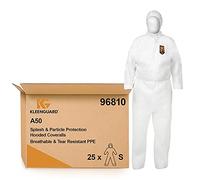 KleenGuard A50 96810 Tute di Protezione da Schizzi e Particelle Traspiranti con Cappuccio, Bianco, Taglia S, 1 x 25, Confezione da 25