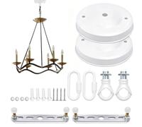 KLEHOPE 2 Pezzi Rosone per Lampadario a Soffitto Bianco Ø 110 mm - Piastra Decorativa Rotonda Con Moschettone in Metallo, Adatto a Lampade a Sospensione, Gabbie per Uccelli e Decorazioni Fai da Te