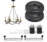 KLEHOPE 2 Pezzi Rosone Soffitto Nero Ø 110 mm - Piastra Decorativa Soffitto con Vite di Fermo, Adatta a Lampade a Sospensione, Lampadari, Gabbie per Uccelli e DIY