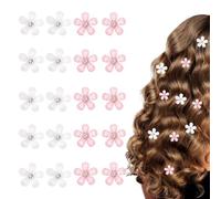 KLEHOPE 20 Pezzi Fiori per Capelli, Resina Accessori per Capelli, Fermagli Capelli Donna, Bianco e Rosa Capelli Fiori Clip, per Compleanno, Matrimonio, Data, Accessori Prima Comunione