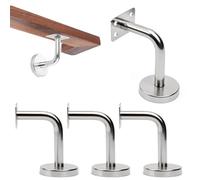 KLEHOPE 4 Staffe per Corrimano in Acciaio Inox 60 x 80 mm - Supporto per Corrimano Quadrato o Rettangolare in Legno o Inox, Fissaggio a Muro per Scale Interne/Esterne, Kit Viti Incluso
