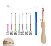 KLEHOPE 7 Pezzi Punch Needle Kit, Punch Needle Kit Completo, Ago Magico per Ricamo con Scatola Portaoggetti per Principianti Adatto per Abbigliamento, Ricamo e Tende