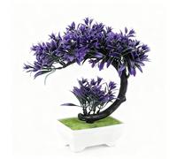 KLEHOPE Bonsai Finto, Viola Piante Artificiali, Piccolo Piantina Finta Decorativa di Plastica, Creativo e Realistico Fiori Finti da Interno, per Ufficio, Davanzale, Scrivania