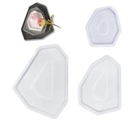 KLEHOPE Set di 3 Stampi in Silicone Poligonali - Stampo per Resina, Gesso, Cemento e Cera - Vassoi, Portacandele, Svuotatasche, Sottobicchieri - Flessibile, Antiaderente e Facile da Pulire