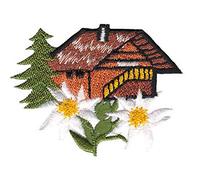 Kleiber Applicazione termoadesiva per costume tradizionale Oktoberfest Almhütte con stella alpina 6,2 cm x 4,6 cm