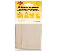 Kleiber Borsa di sicurezza con chiusura lampo, 14 x 20 cm, ecru