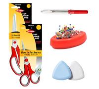 Kleiber - Kit completo per principianti da cucito, forbici da 250 mm e 140 mm, cuscinetto magnetico, tagliasuzze e gessetti da sarto, set regalo da 5 pezzi per principianti, colore: rosso