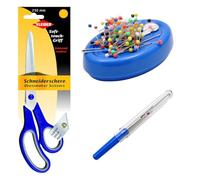 Kleiber - Kit essenziale per cucito, forbici da sartoria, tagliasuzze e puntaspilli magnetici, set per sartoria, trapuntatura e modifiche, 3 pezzi, colore: blu