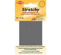 Kleiber - Nastro per riparazioni per Abiti Elastico termoadesivo 40 x 6 cm, Grigio