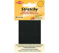 Kleiber - Nastro per riparazioni per Abiti Elastico termoadesivo 40 x 6 cm, Nero