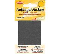 Kleiber - Nastro per riparazioni termoadesivo in Cotone Extra Morbido e Sottile 30 x 6 cm, Grigio Scuro