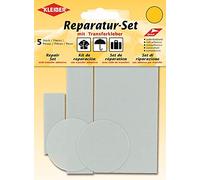 Kleiber - Set di Toppe autoadesive per riparazioni di Abiti in Nylon, 5 Pezzi, Grigio Chiaro