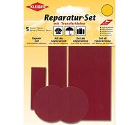 Kleiber - Set di Toppe autoadesive per riparazioni di Abiti in Nylon, 5 Pezzi, Rosso Scuro